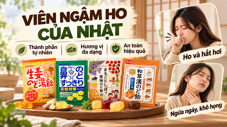 TOP 5 viên ngậm ho của Nhật hỗ trợ làm dịu cổ họng, giảm ho nhanh chóng