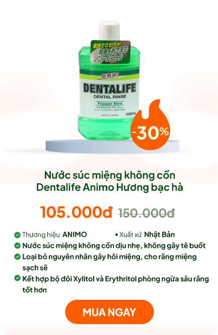 Nước súc miệng Nhật Bản không cồn dịu nhẹ Dentalife Animo 1000ml Hương bạc hà