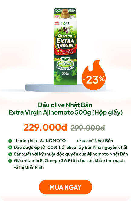 Dầu olive Nhật Bản Extra Virgin Ajinomoto 500g (Hộp giấy)