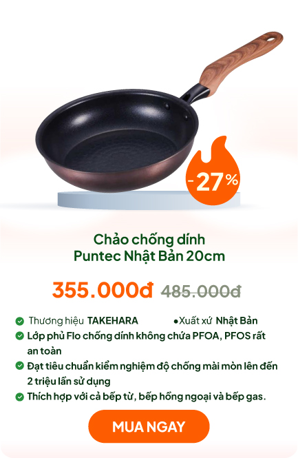 Chảo chống dính Puntec Nhật Bản 20cm