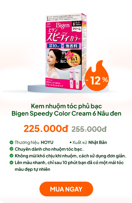 Kem nhuộm tóc phủ bạc Nhật Bản Bigen Speedy Color Cream 6 Nâu đen
