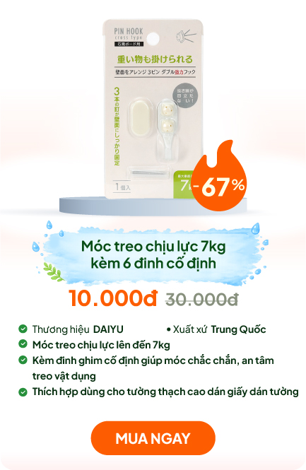 Móc treo chịu lực 7kg kèm 6 đinh cố định