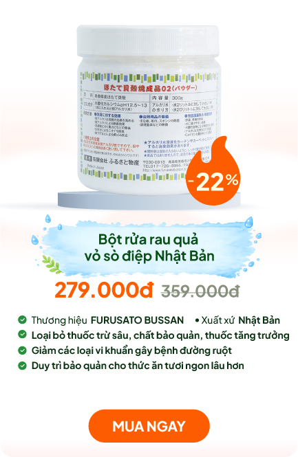Bột rửa rau quả từ vỏ sò điệp Nhật Bản 300g, 100% thành phần thiên nhiên