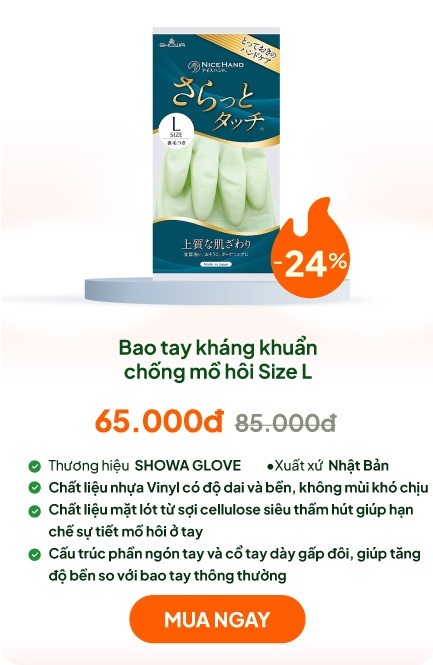 Bao tay kháng khuẩn chống mồ hôi Size L