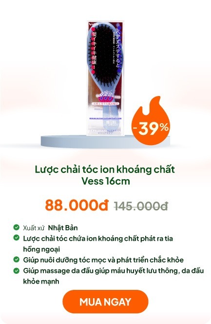 Lược chải tóc ion khoáng chất nuôi dưỡng tóc chắc khỏe Vess 16cm