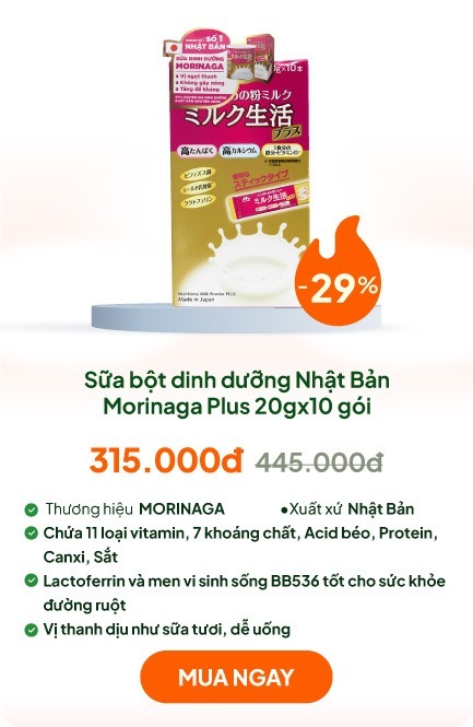 TPBS: Sữa bột dinh dưỡng Nhật Bản Morinaga Plus 20gx10 gói