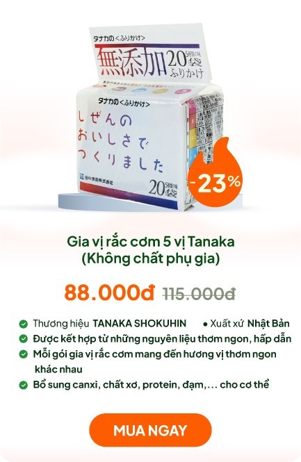 Gia vị rắc cơm 5 vị Tanaka 40g (5 loại x 4 gói) (Không chất phụ gia)