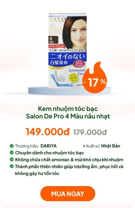 Kem nhuộm tóc bạc Nhật Bản không mùi Salon De Pro 4 Màu nâu nhạt