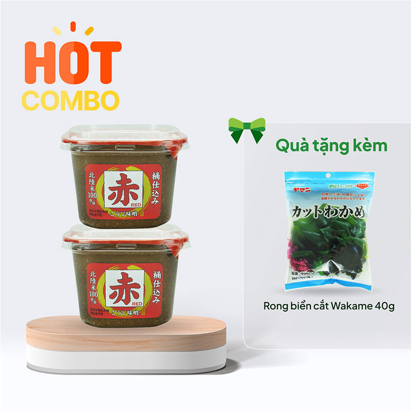 Combo siêu hời mua 2 Miso đỏ men gạo Koji Yamagen 500g tặng Rong biển cắt Wakame 40g