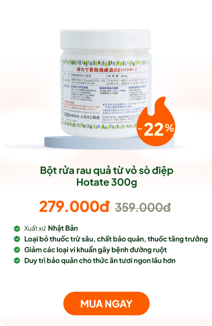 Bột rửa rau quả từ vỏ sò điệp Nhật Bản 300g, 100% thành phần thiên nhiên