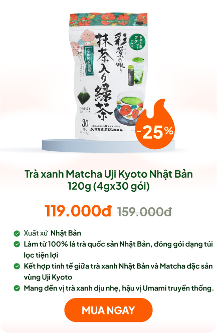 Trà xanh Matcha Uji Kyoto Nhật Bản 120g (4gx30 gói)