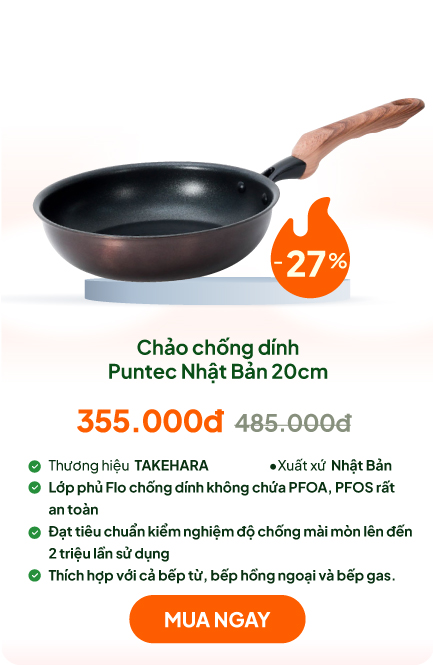 Chảo chống dính Puntec Nhật Bản 20cm