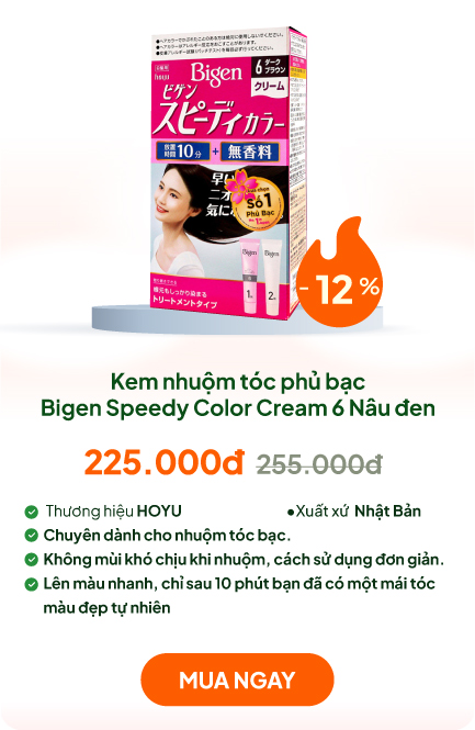 Kem nhuộm tóc phủ bạc Nhật Bản Bigen Speedy Color Cream 6 Nâu đen