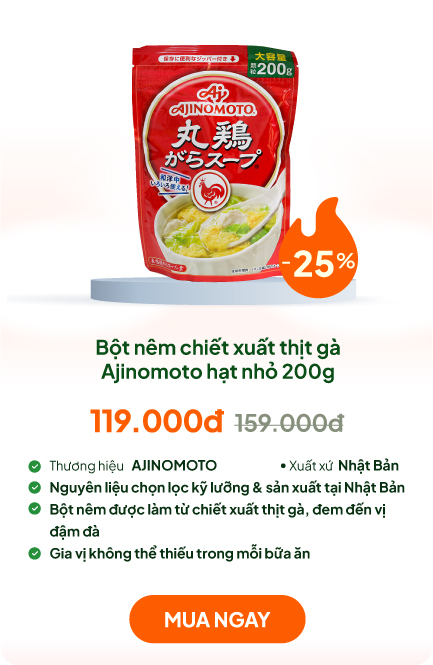 Bột nêm chiết xuất thịt gà Ajinomoto hạt nhỏ 200g
