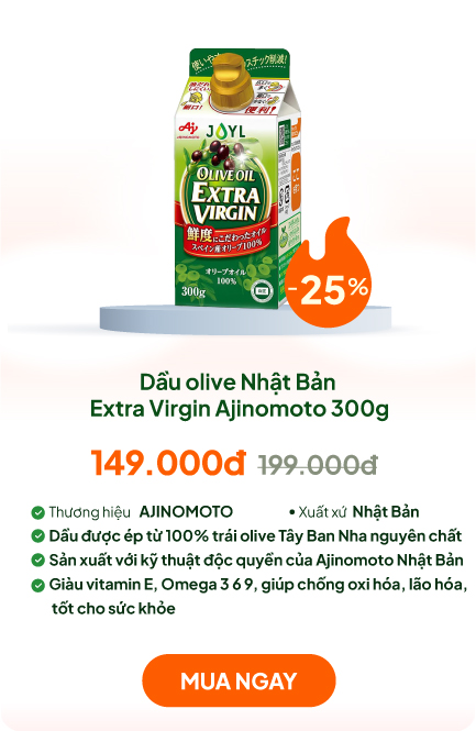 Dầu olive Nhật Bản Extra Virgin Ajinomoto 300g (Hộp giấy)