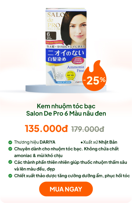 Kem nhuộm tóc bạc Nhật Bản không mùi Salon De Pro 6 Màu nâu đen