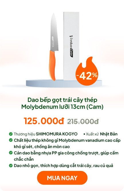 Dao bếp gọt trái cây Nhật Bản thép Molybdenum cao cấp lưỡi 13cm (Cam)