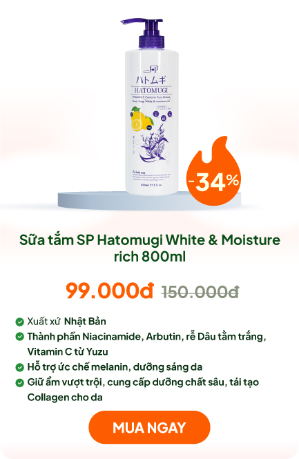 Sữa tắm dưỡng ẩm và làm trắng da Nhật Bản SP Hatomugi White & Moisture rich 800ml