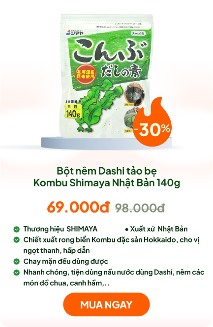 Bột nêm Dashi tảo bẹ Kombu Shimaya Nhật Bản 140g