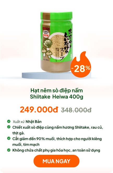 Hạt nêm sò điệp nấm Shiitake giảm muối không chất phụ gia Heiwa 400g