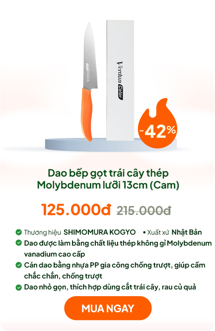 Dao bếp gọt trái cây Nhật Bản thép Molybdenum cao cấp lưỡi 13cm (Cam)