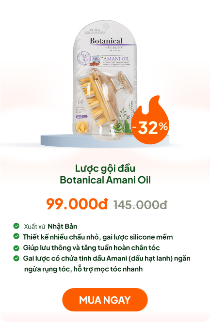 Lược gội đầu Botanical Amani Oil chứa tinh dầu hạt lanh ngừa rụng tóc