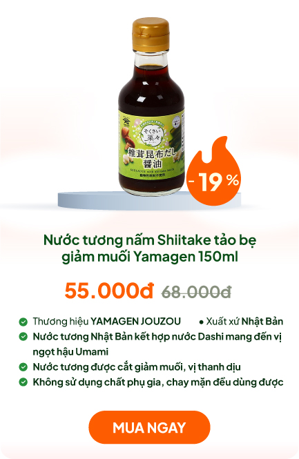 Nước tương nấm Shiitake tảo bẹ giảm muối Yamagen 150ml