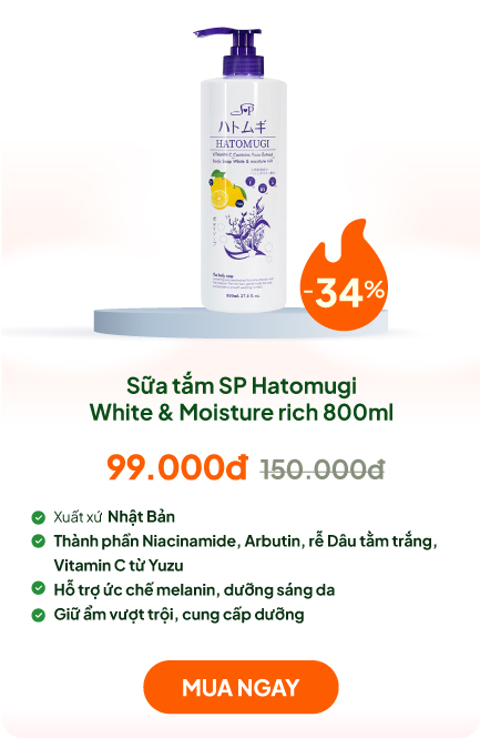 Sữa tắm dưỡng ẩm và làm trắng da Nhật Bản SP Hatomugi White & Moisture rich 800ml