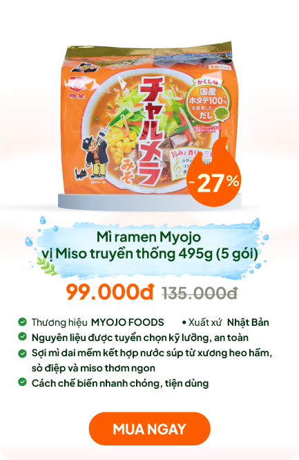 Mì ramen Myojo vị Miso truyền thống 495g (99g x 5 gói)