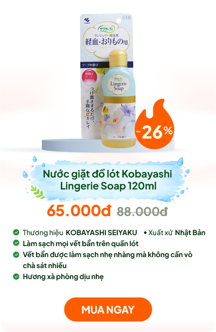Nước giặt đồ lót dịu nhẹ Nhật Bản Kobayashi Lingerie Soap 120ml