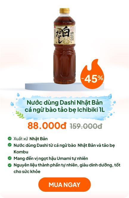 Nước dùng Dashi Nhật Bản cá ngừ bào tảo bẹ Ichibiki 1L