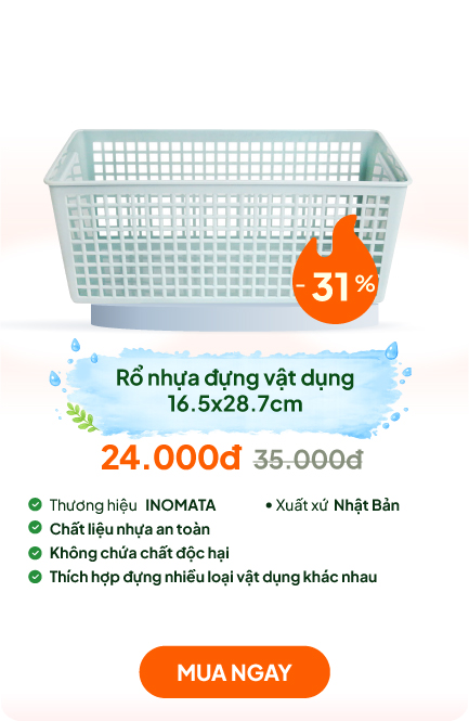 Rổ nhựa đựng vật dụng 16.5x28.7cm