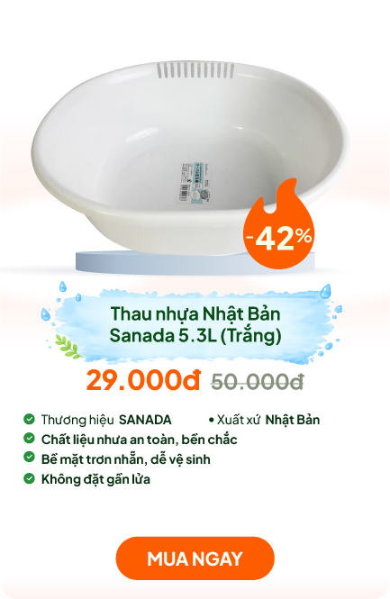 Thau nhựa Nhật Bản Sanada 5.3L (Trắng)