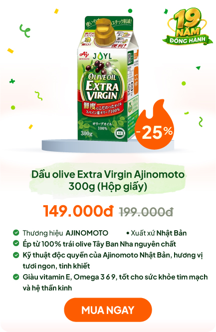 Dầu olive Nhật Bản Extra Virgin Ajinomoto 300g (Hộp giấy)