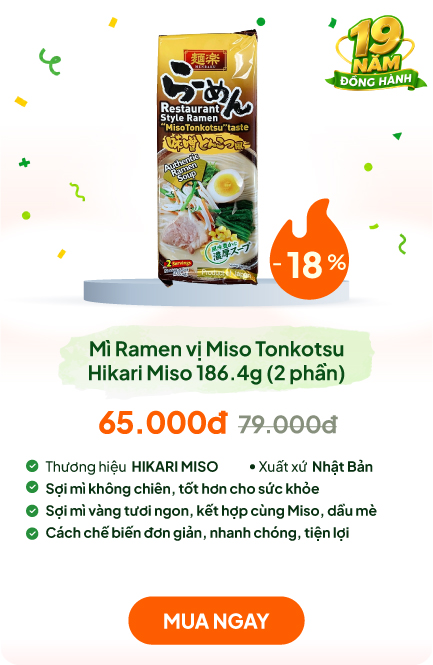 Mì Ramen không chiên vị Miso Tonkotsu Hikari Miso 186.4g (2 phần)