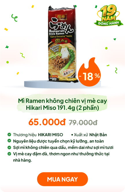 Mì Ramen không chiên vị mè cay Hikari Miso 191.4g (2 phần)