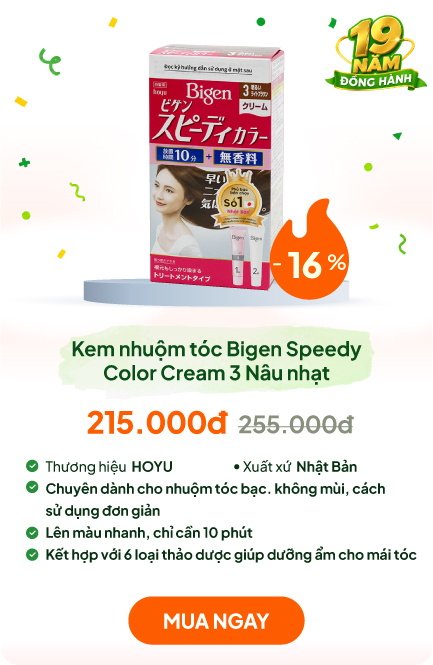 Kem nhuộm tóc phủ bạc Nhật Bản Bigen Speedy Color Cream 3 Nâu nhạt