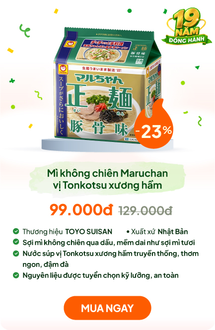 Mì không chiên Nhật Bản Maruchan vị Tonkotsu xương hầm 445g (89gx5gói)