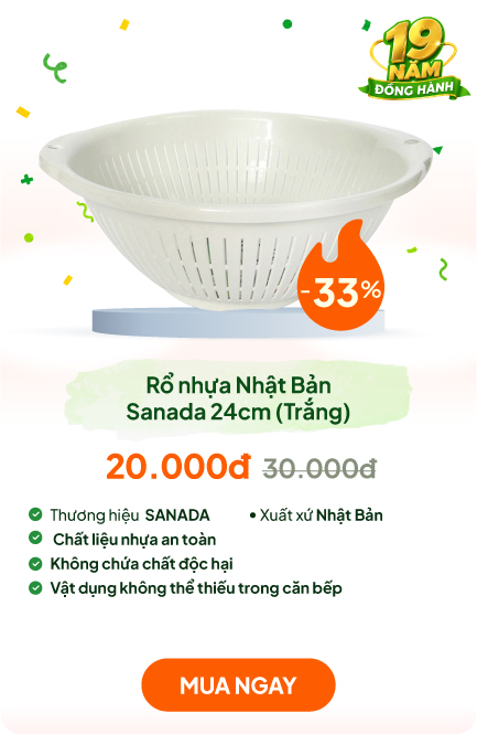 Rổ nhựa Nhật Bản Sanada 24cm (Trắng)