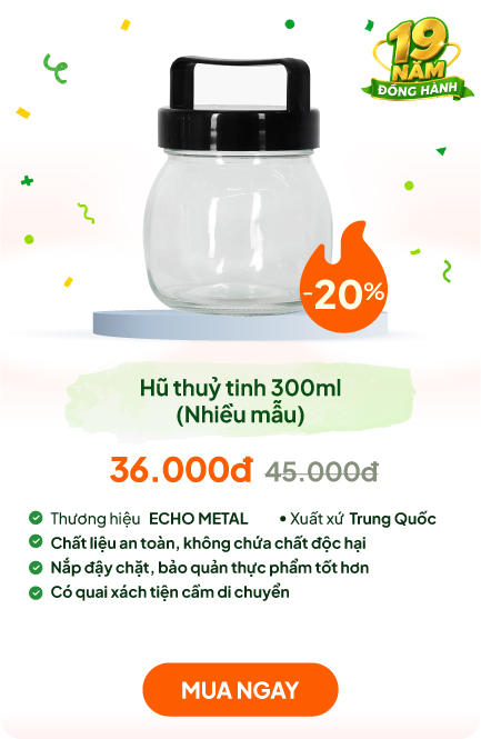 Hũ thuỷ tinh 300ml Nắp có quai cầm (Nhiều mẫu)-Giao mẫu ngẫu nhiên