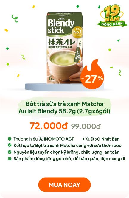 Bột trà sữa trà xanh Matcha Au lait Blendy 58.2g (9.7gx6gói), sử dụng trà xanh quốc sản Nhật Bản