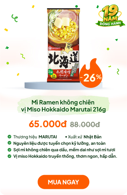 Mì Ramen không chiên Nhật Bản vị Miso Hokkaido Marutai 216g 