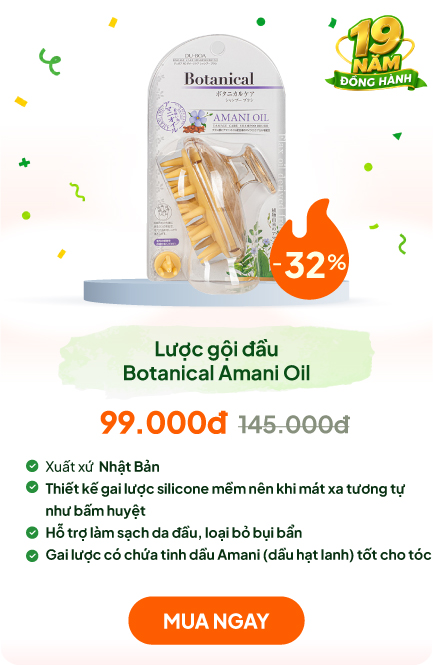 Lược gội đầu Botanical Amani Oil chứa tinh dầu hạt lanh ngừa rụng tóc