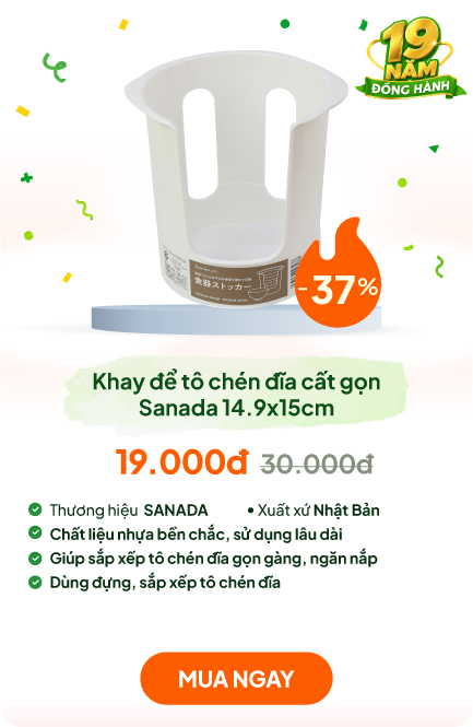 Khay để tô chén đĩa cất gọn Sanada Nhật Bản 14.9x15cm