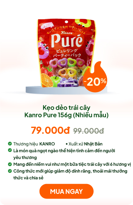 Kẹo dẻo trái cây Nhật Bản Kanro Pure 156g (Nhiều mẫu)-Giao mẫu ngẫu nhiên