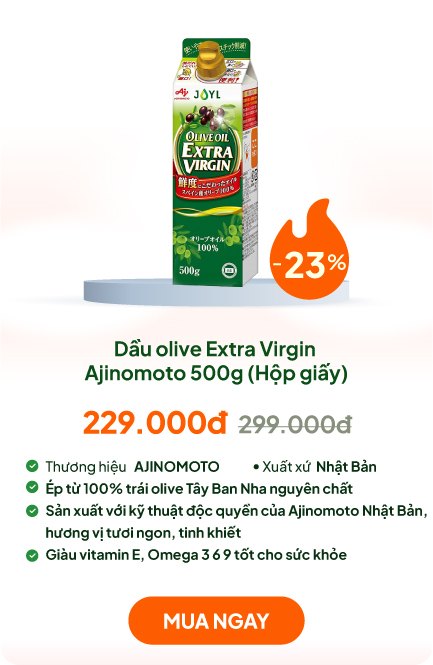 Dầu olive Nhật Bản Extra Virgin Ajinomoto 500g (Hộp giấy)