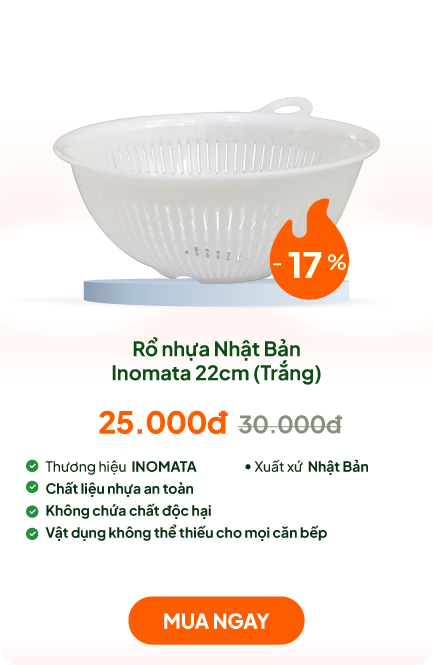Rổ nhựa Nhật Bản Inomata 22cm (Trắng)