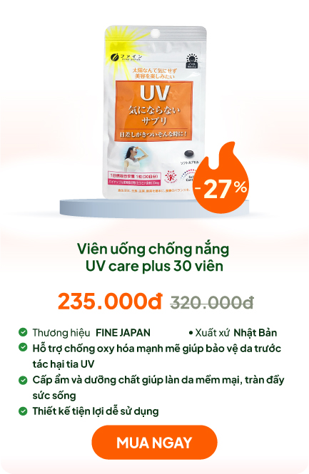 TPBVSK: Viên uống chống nắng UV care plus 30 viên, hạn chế lão hóa da, giúp da sáng mịn