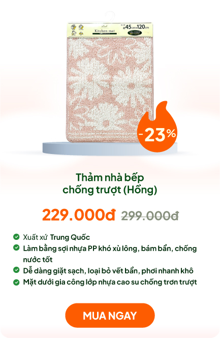 Thảm nhà bếp chống trượt 45x120cm (Hồng)
