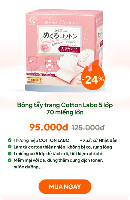 Bông tẩy trang Cotton Labo 5 lớp 70 miếng lớn